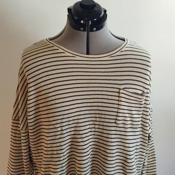 Madewell Waffle Knit Pajama Top in Stripe Sz XL - Picture 2 of 9